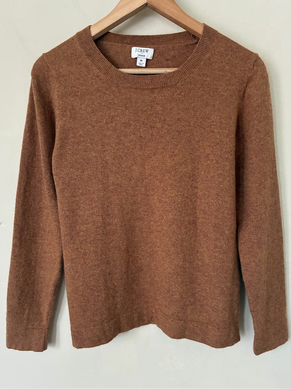 J.Crew Teddie Sweater M Rust Brown Cotton Wool Blend Crewneck Knit Minimalist
